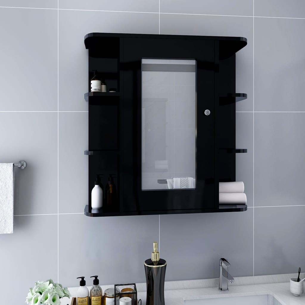vidaXL Bathroom Mirror Cabinet Black 26