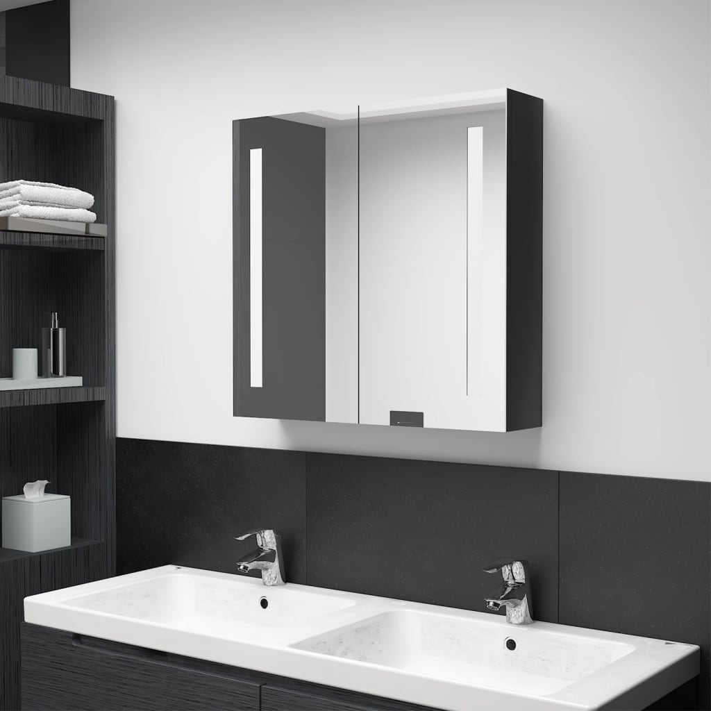 vidaXL Bathroom Cabinet Mirrored Bathroom Vanity Wall Mounted Medicine Cabinet-10