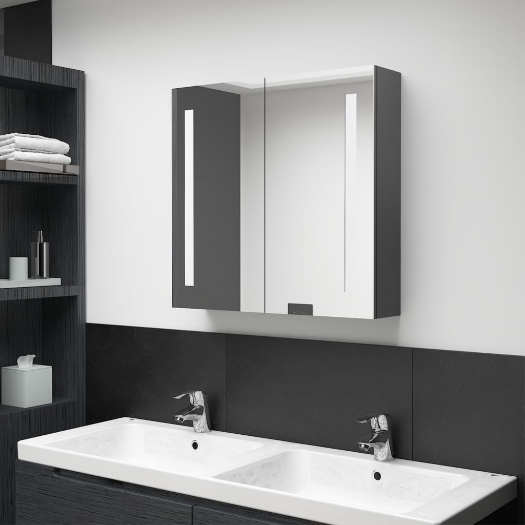 vidaXL Bathroom Cabinet Mirrored Bathroom Vanity Wall Mounted Medicine Cabinet-7