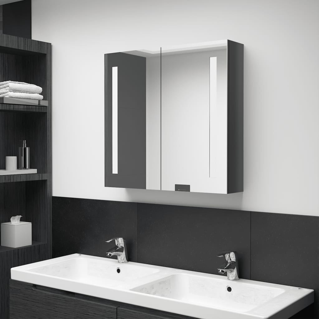 vidaXL Bathroom Cabinet Mirrored Bathroom Vanity Wall Mounted Medicine Cabinet-13