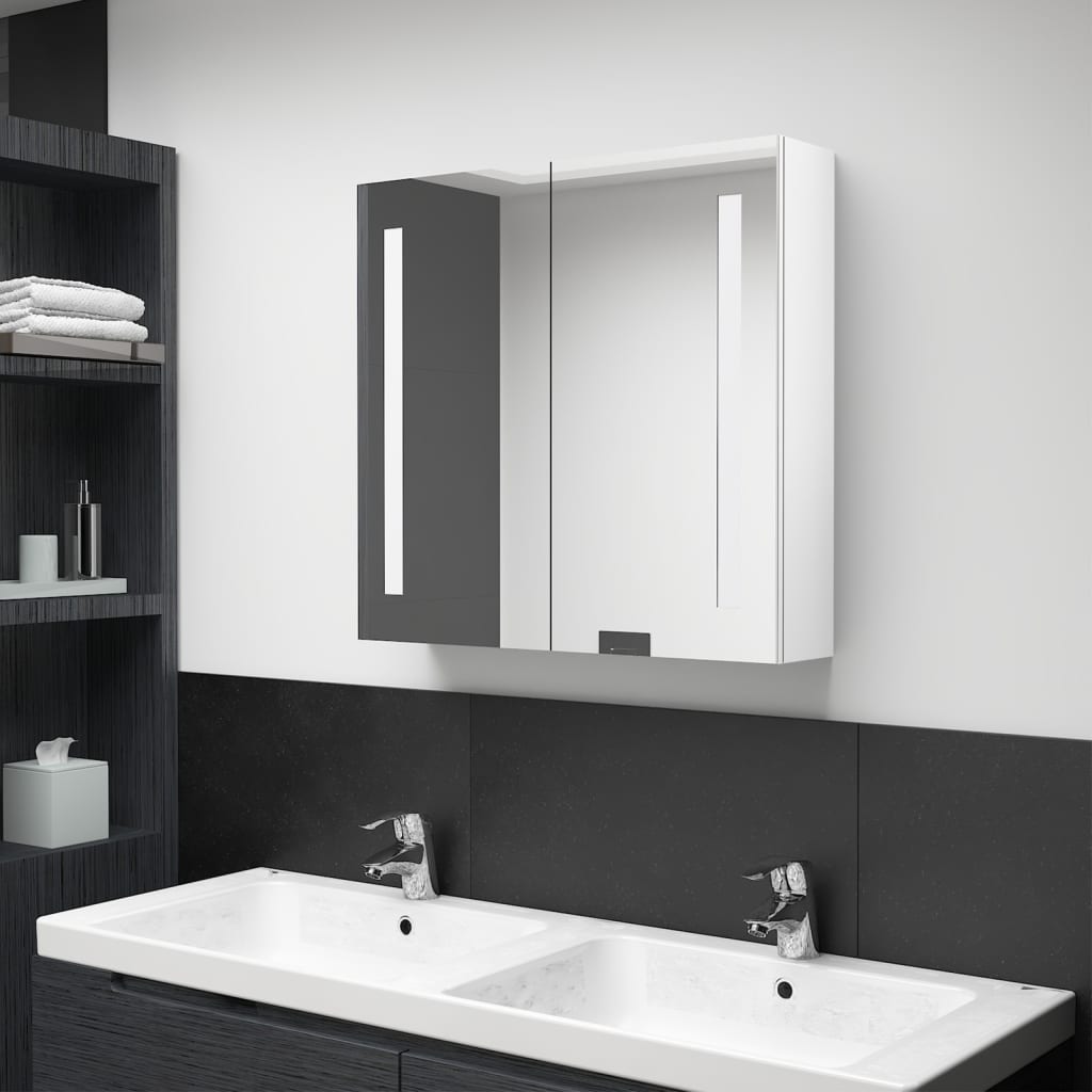 vidaXL Bathroom Cabinet Mirrored Bathroom Vanity Wall Mounted Medicine Cabinet-14
