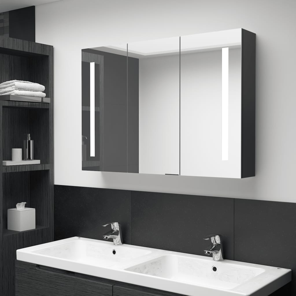 vidaXL Bathroom Cabinet Mirrored Bathroom Vanity Wall Mounted Medicine Cabinet-9