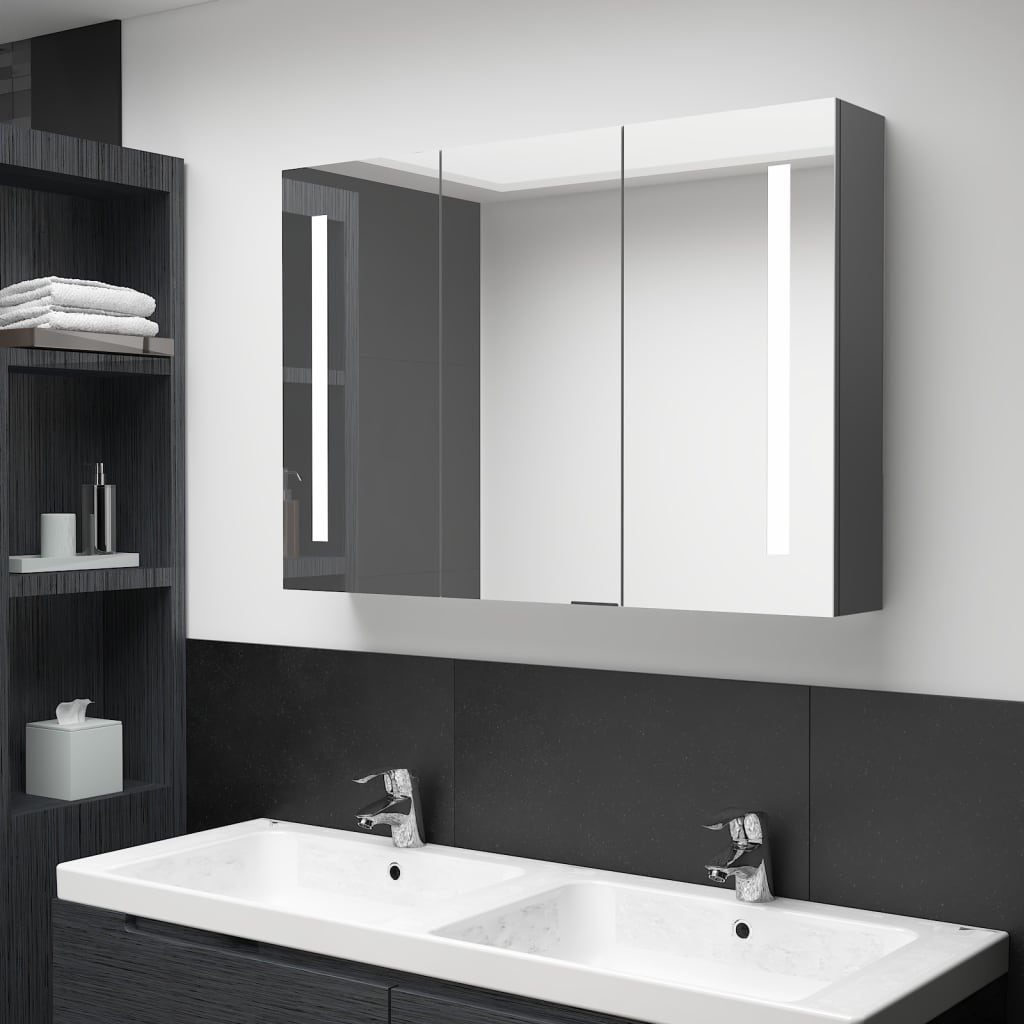 vidaXL Bathroom Cabinet Mirrored Bathroom Vanity Wall Mounted Medicine Cabinet-6