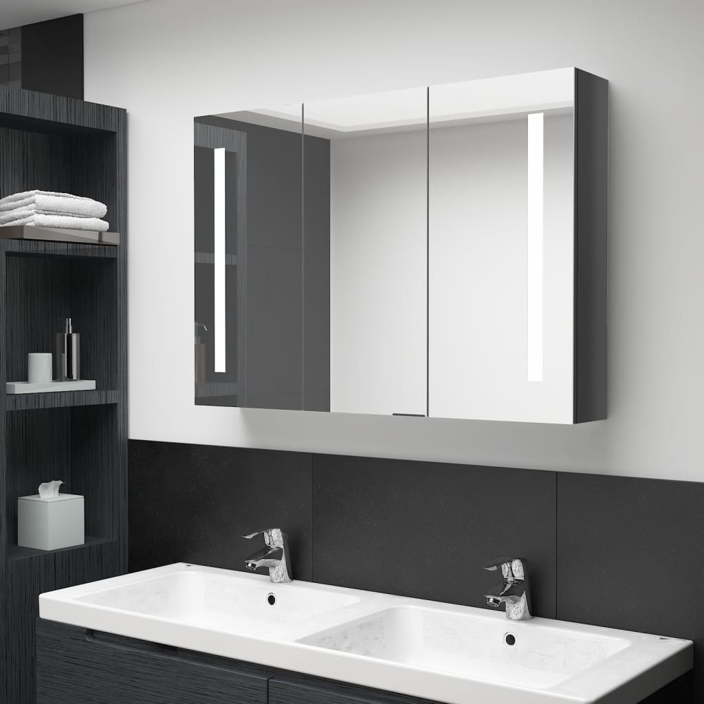 vidaXL Bathroom Cabinet Mirrored Bathroom Vanity Wall Mounted Medicine Cabinet-12