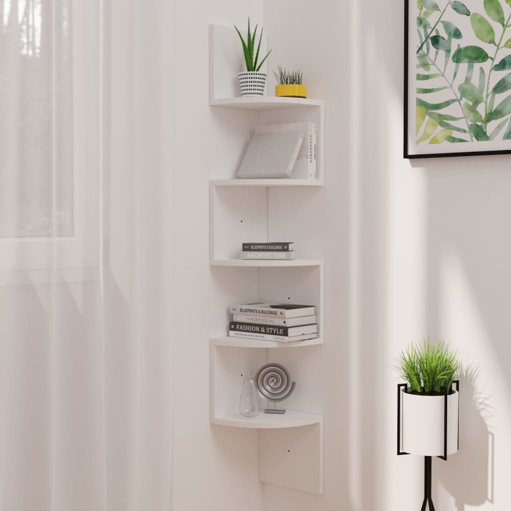 vidaXL Wall Corner Shelf 5-Tier Floating Shelf Wall Mounted Display Shelf-0