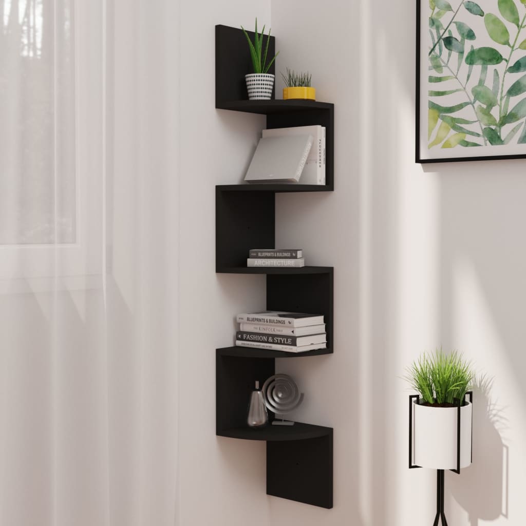 vidaXL Wall Corner Shelf 5-Tier Floating Shelf Wall Mounted Display Shelf-5