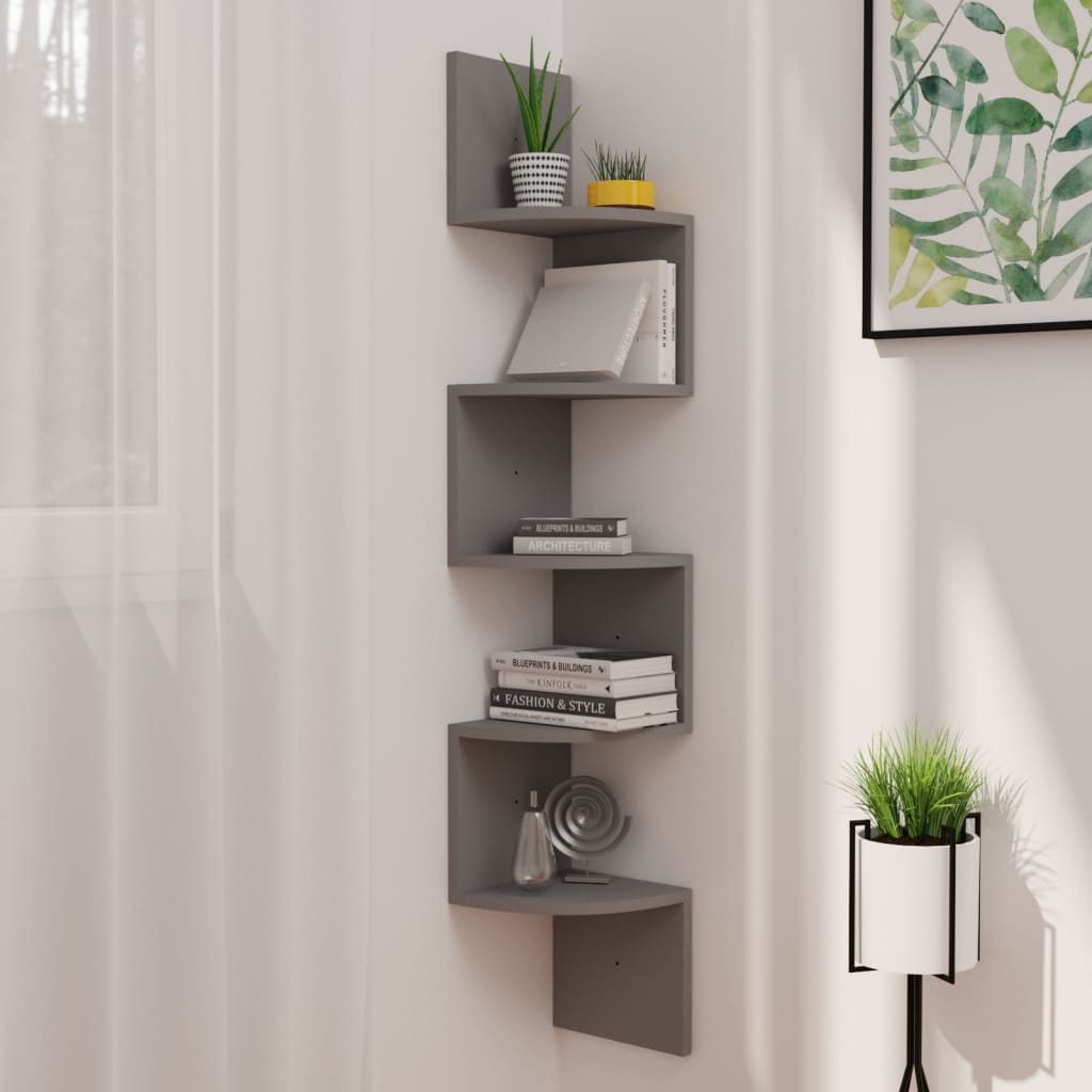 vidaXL Wall Corner Shelf 5-Tier Floating Shelf Wall Mounted Display Shelf-6