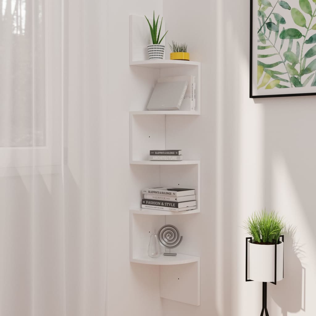 vidaXL Wall Corner Shelf 5-Tier Floating Shelf Wall Mounted Display Shelf-9