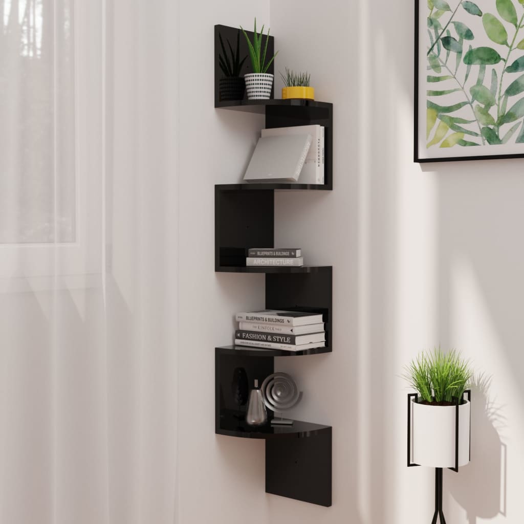 vidaXL Wall Corner Shelf 5-Tier Floating Shelf Wall Mounted Display Shelf-8