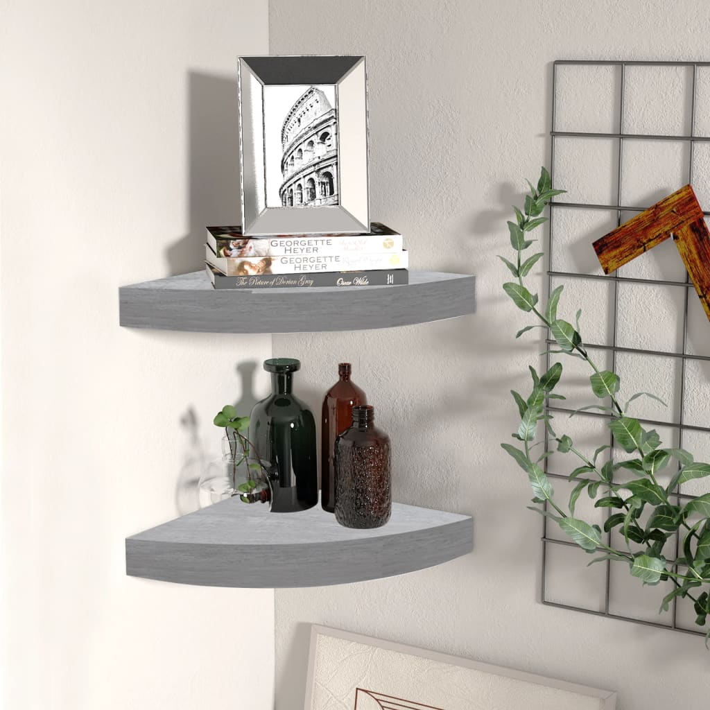 vidaXL Wall Corner Shelf Floating Corner Shelf Wall Mounted Display Shelf-12