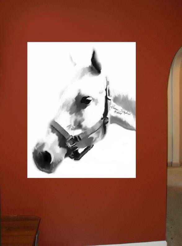 🐎 Tymeless Wonders Black & White Horse Portrait Wall Decal (3 Sizes Available)
