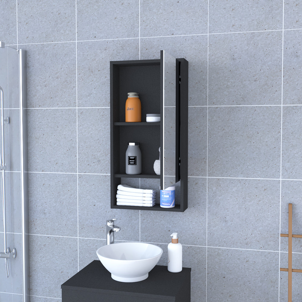 Medicine Cabinet Irvine, One External Shelf, Black Wengue Finish-1