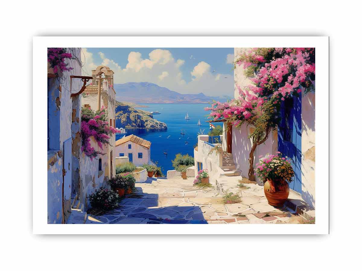 Greek Village  Framed Print-3