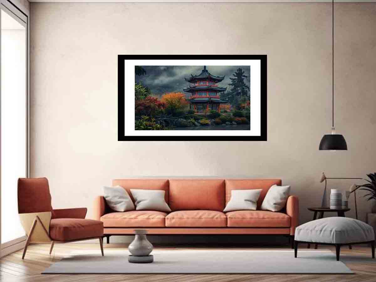 Maple Mountain Pagoda Framed Print-4