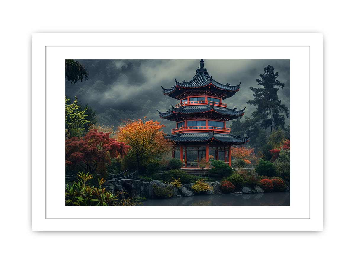 Maple Mountain Pagoda Framed Print-1