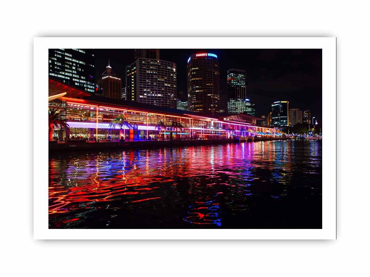 Darling Harbour Sydney Night Framed Print-3