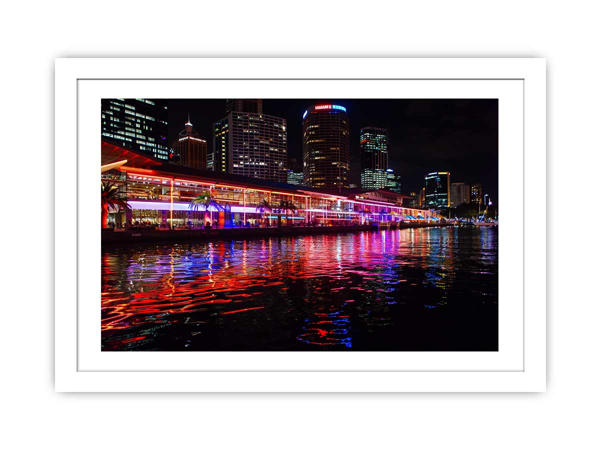 Darling Harbour Sydney Night Framed Print-1