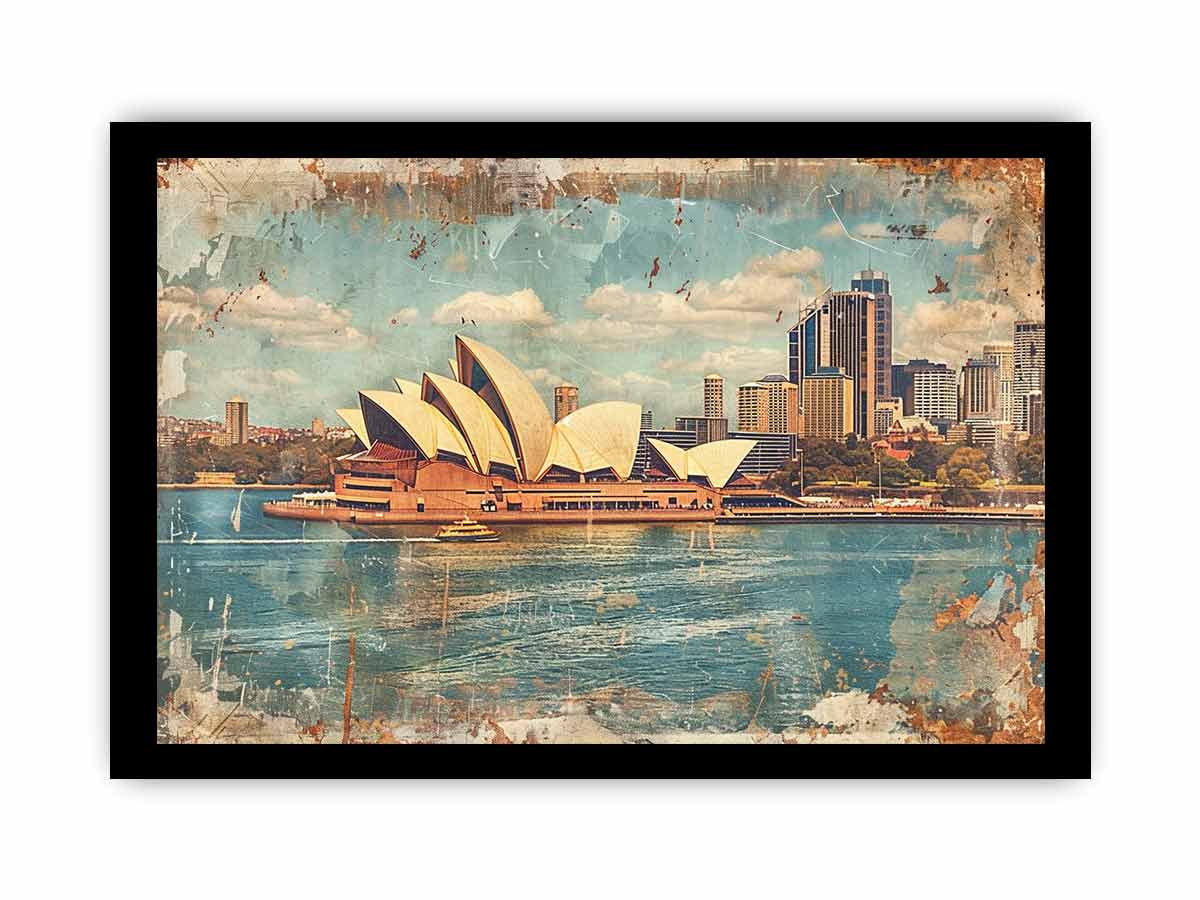 Sydney City Vintage Framed Print-2