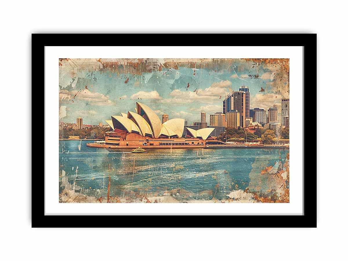 Sydney City Vintage Framed Print-0