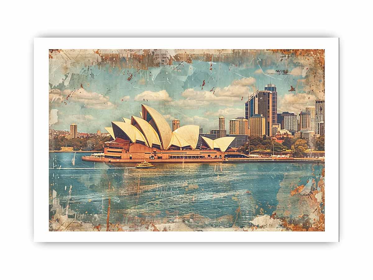 Sydney City Vintage Framed Print-3