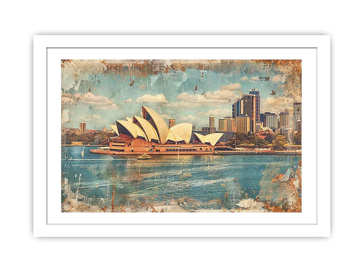 Sydney City Vintage Framed Print-1