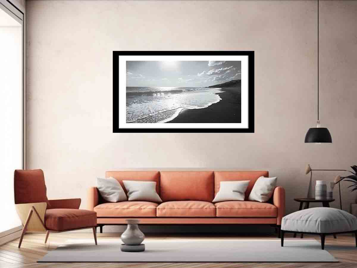Black and white  Beach Framed Print-4