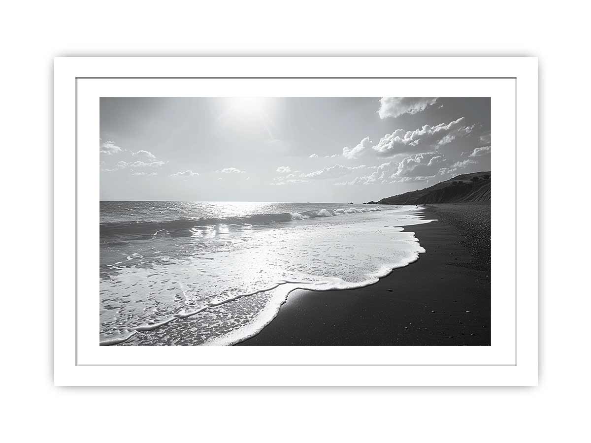 Black and white  Beach Framed Print-1