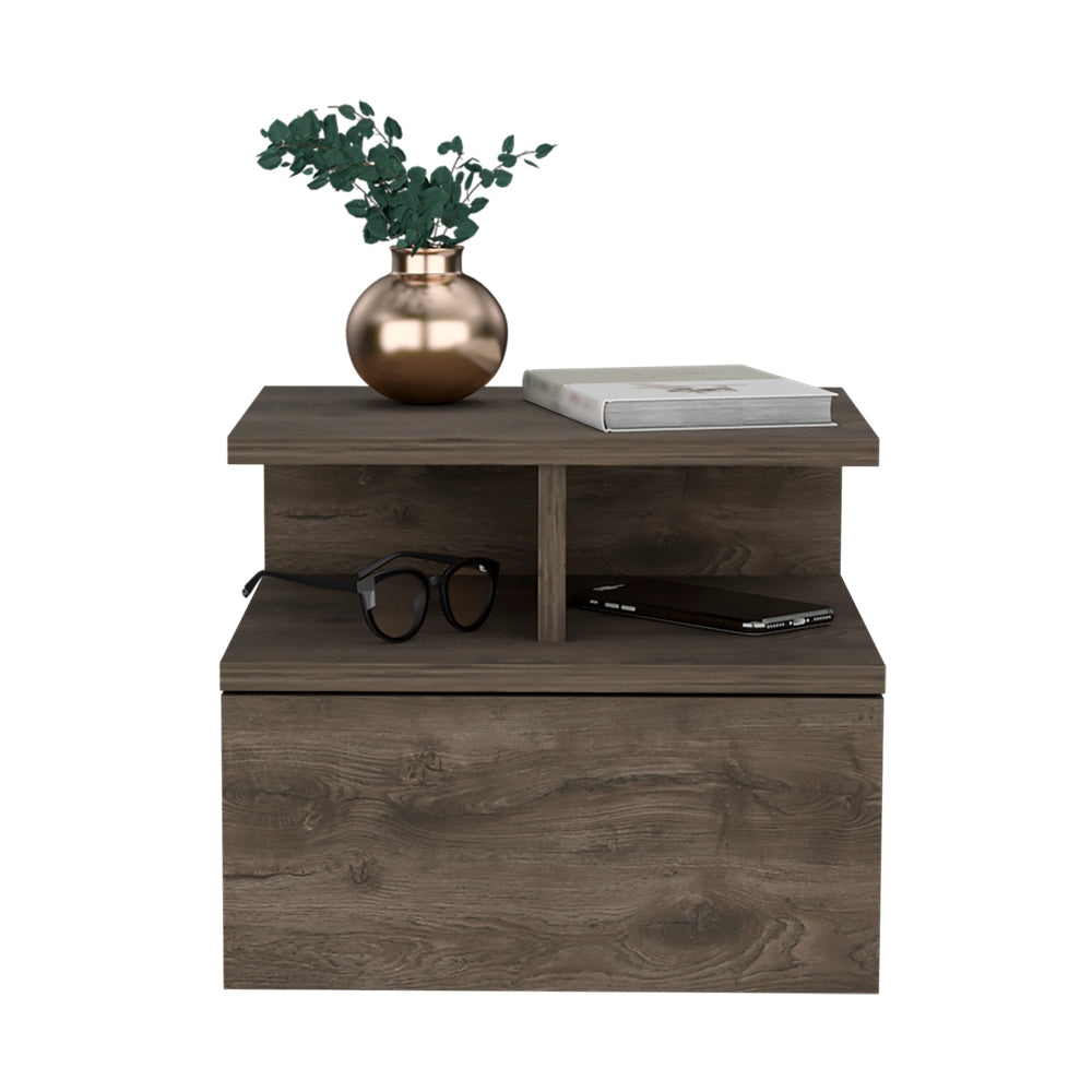 Floating Nightstand Flopini, One Drawer, Dark Walnut Finish-4