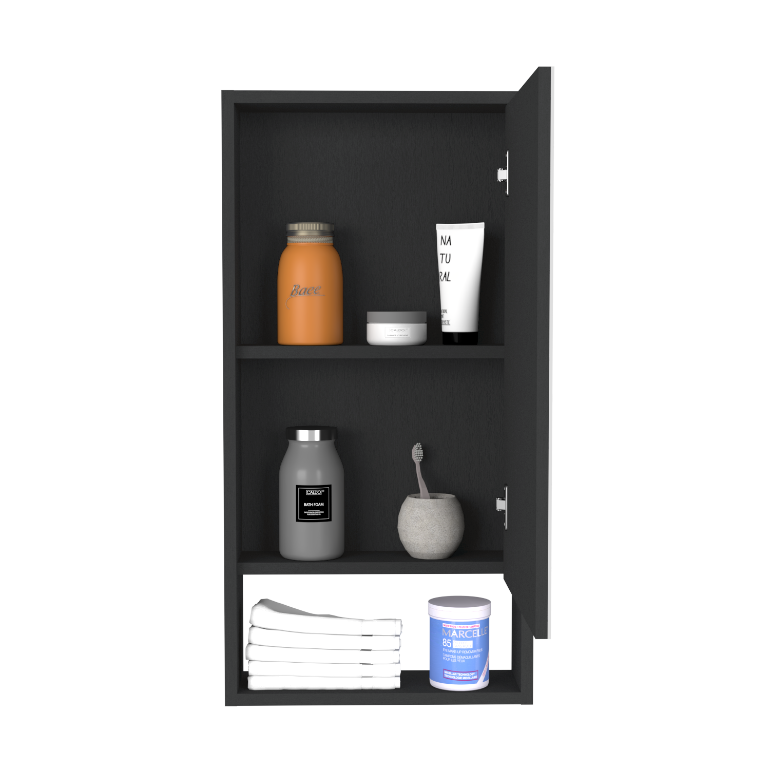 Medicine Cabinet Irvine, One External Shelf, Black Wengue Finish-3