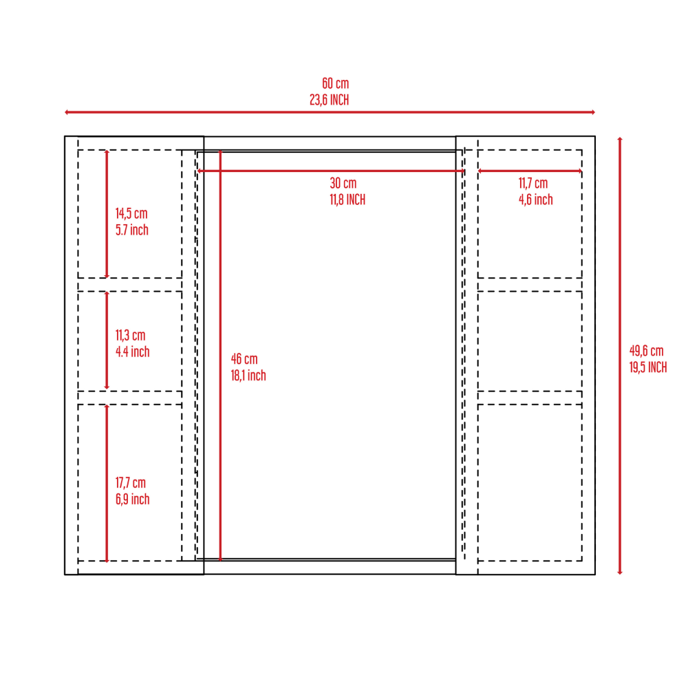 Medicine Cabinet Hops, Double Door, Mirror, One External Shelf, Black Wengue Finish-4