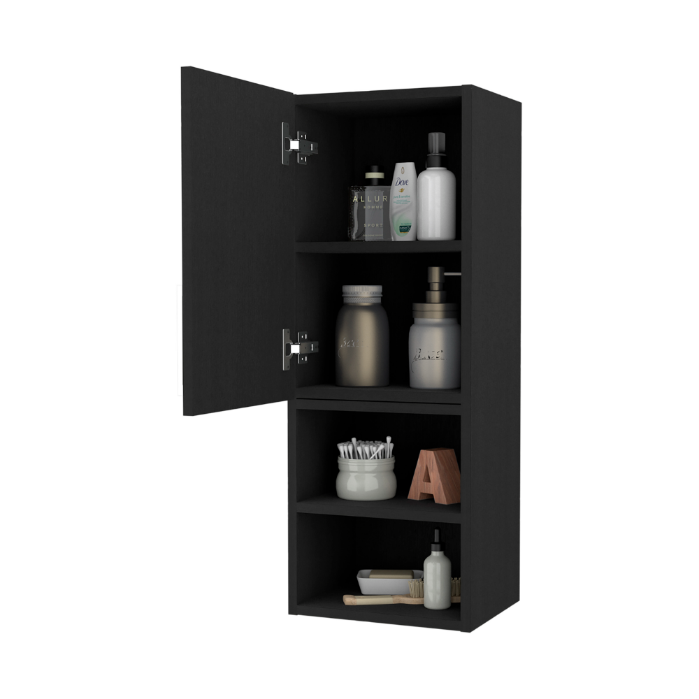 Medicine Cabinet Jozz, Two External Shelves, Metal Handle, Single Door, Black Wengue Finish-4