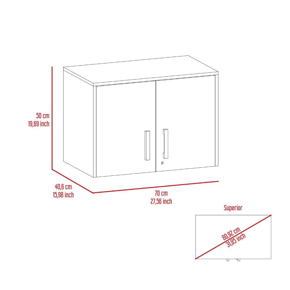 Wall Storage Cabinet Lions, 3 Shelves, Double Door, Black Wengue Finish-4