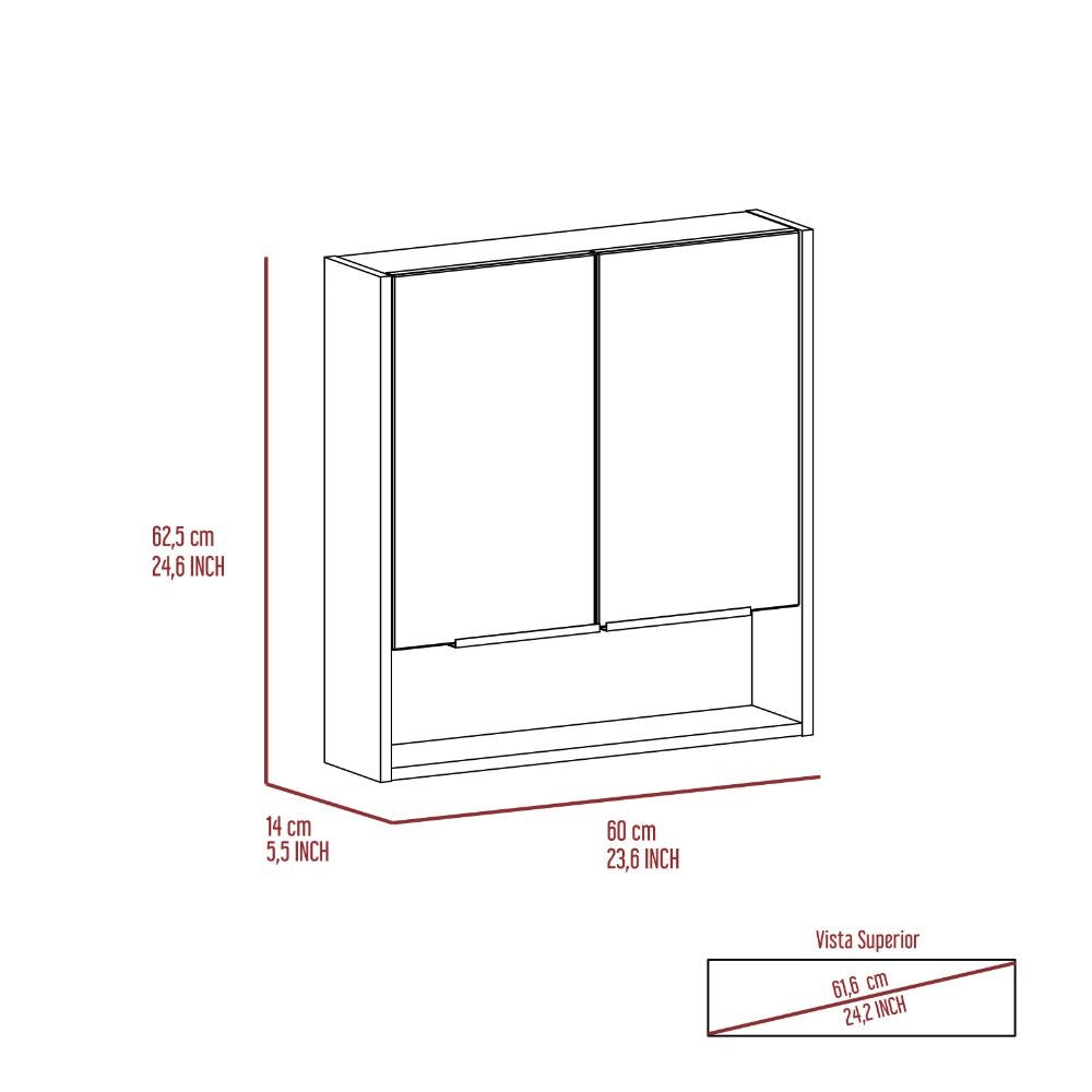 Medicine Cabinet with Mirror  Lexington,Three Internal Shelves, Light Gray Finish-4