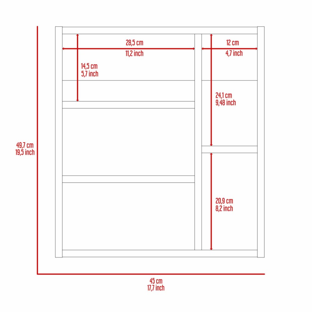 Medicine Cabinet Mirror Clifton, Five Internal Shelves, Pine Finish-4