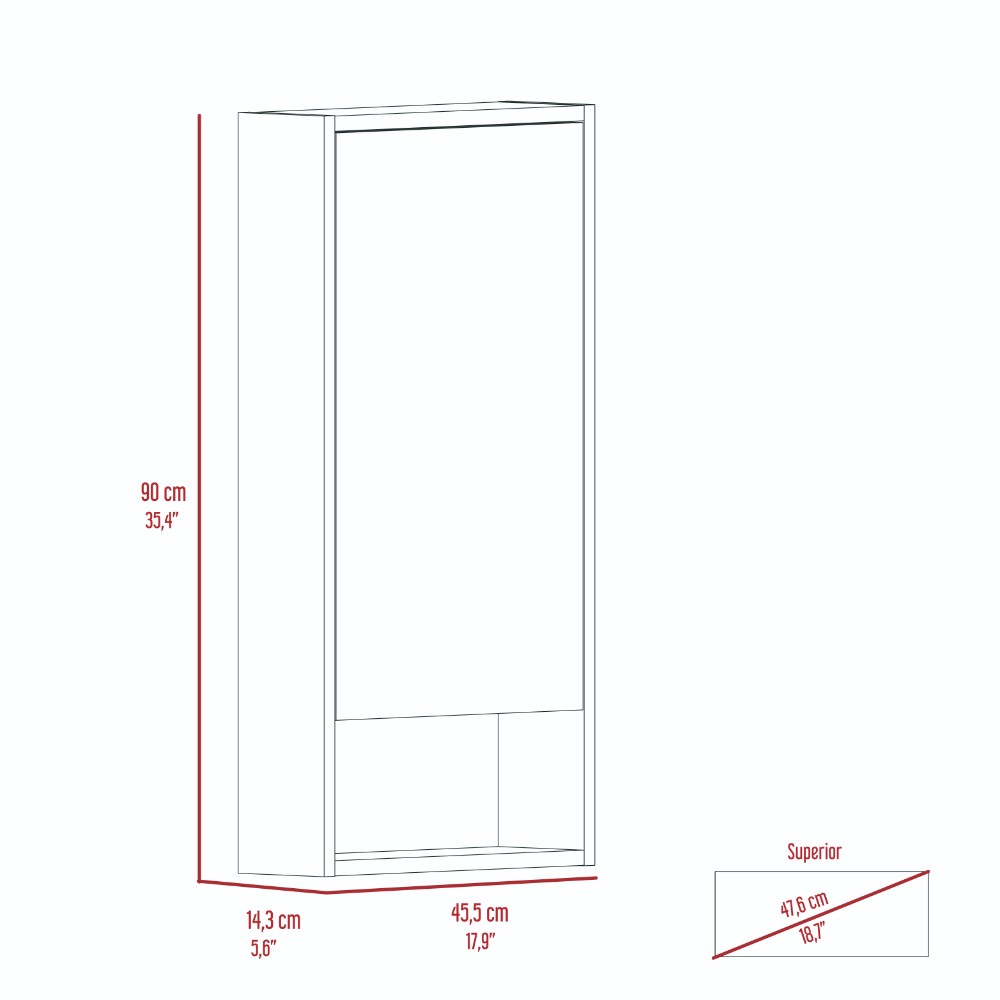 Medicine Cabinet Irvine, One External Shelf, Light Gray Finish-4