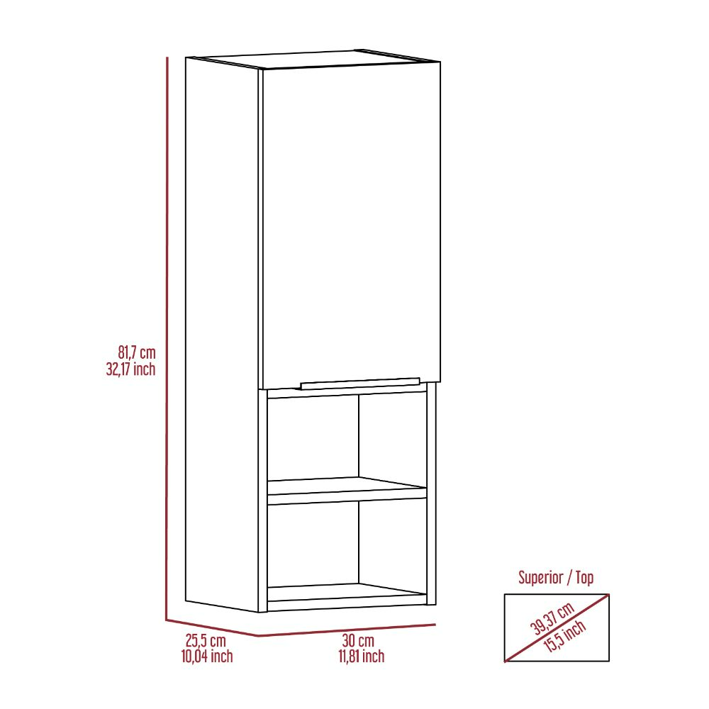 Medicine Cabinet Hazelton, Open and Interior Shelves, Light Gray Finish-4