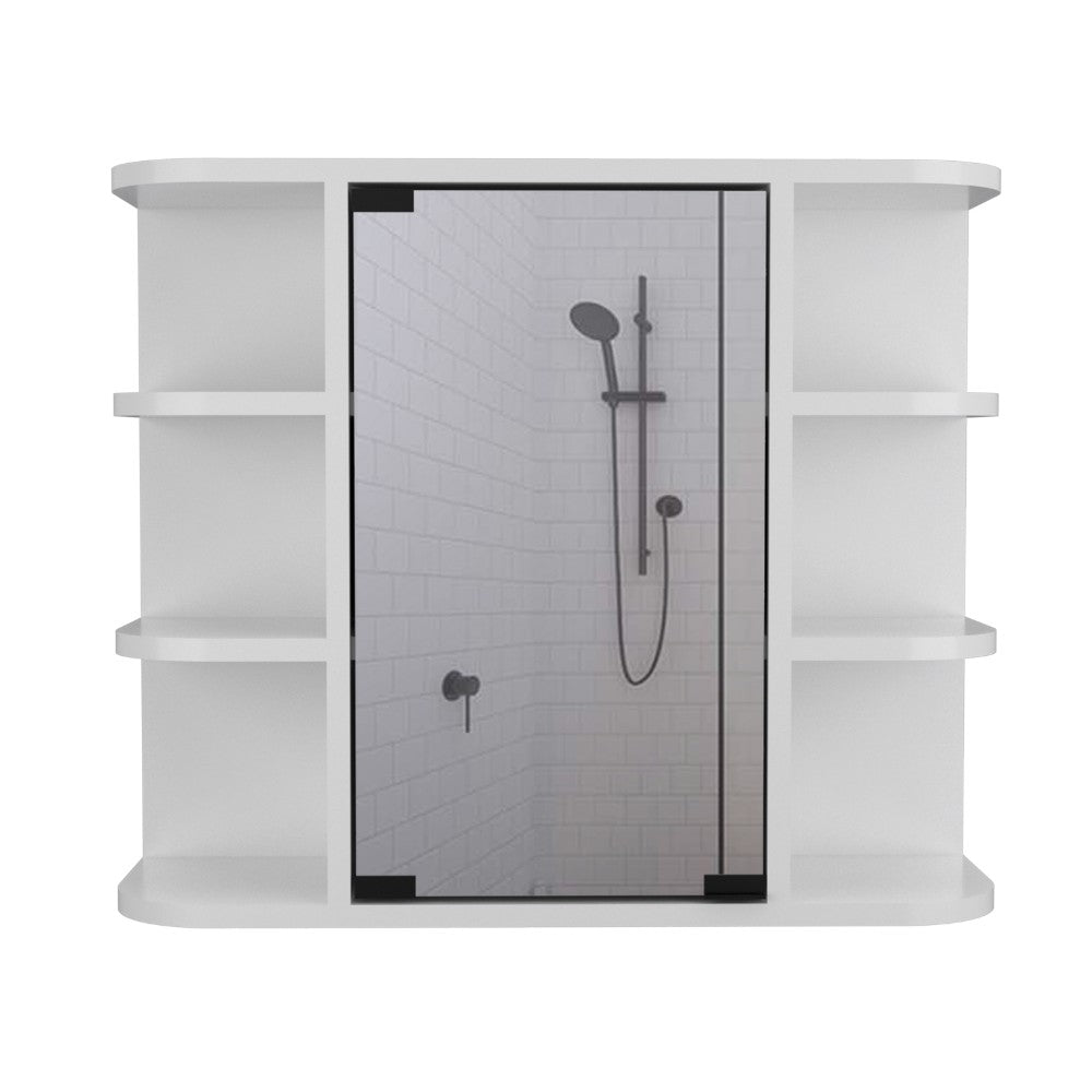 Medicine Cabinet Milano, Six External Shelves Mirror, White Finish-2