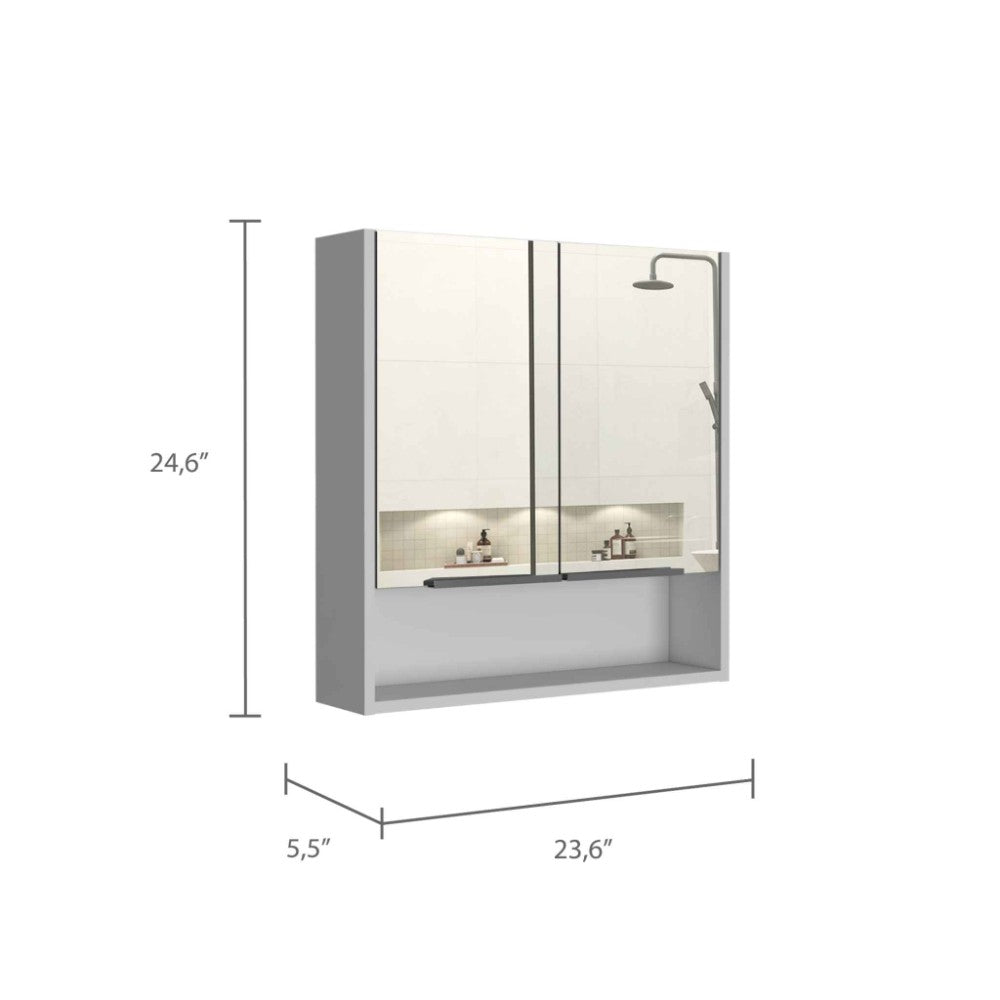 Medicine Cabinet with Mirror Lexington,Three Internal Shelves, White Finish-4