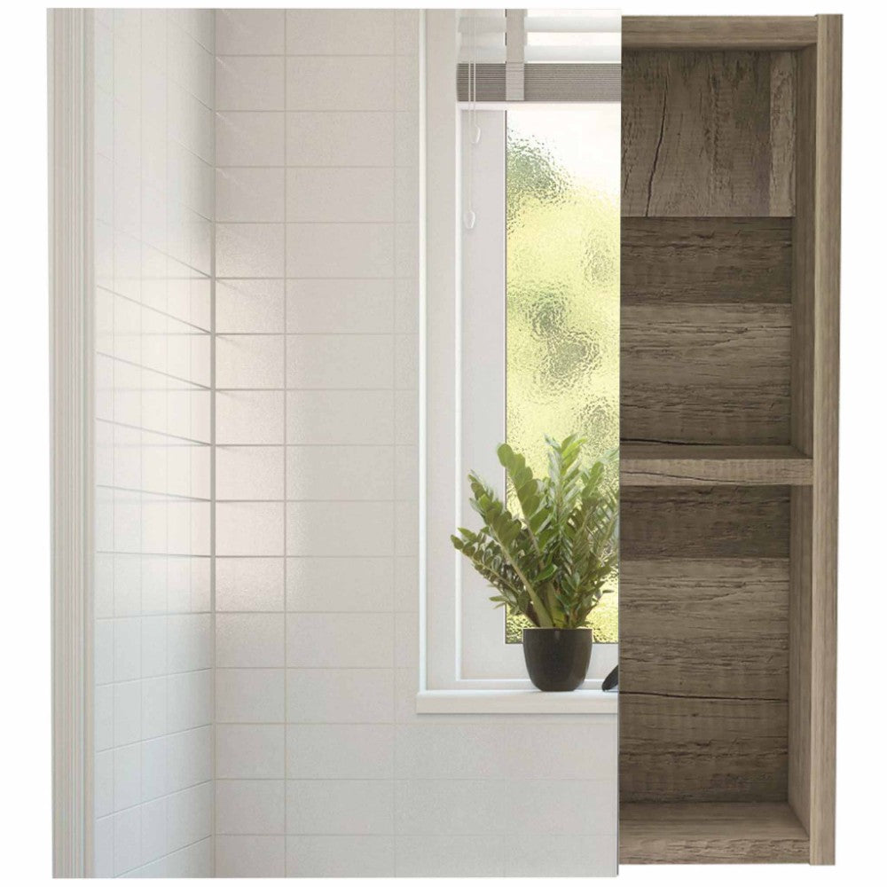 Medicine Cabinet Mirror Clifton, Five Internal Shelves, Pine Finish-2