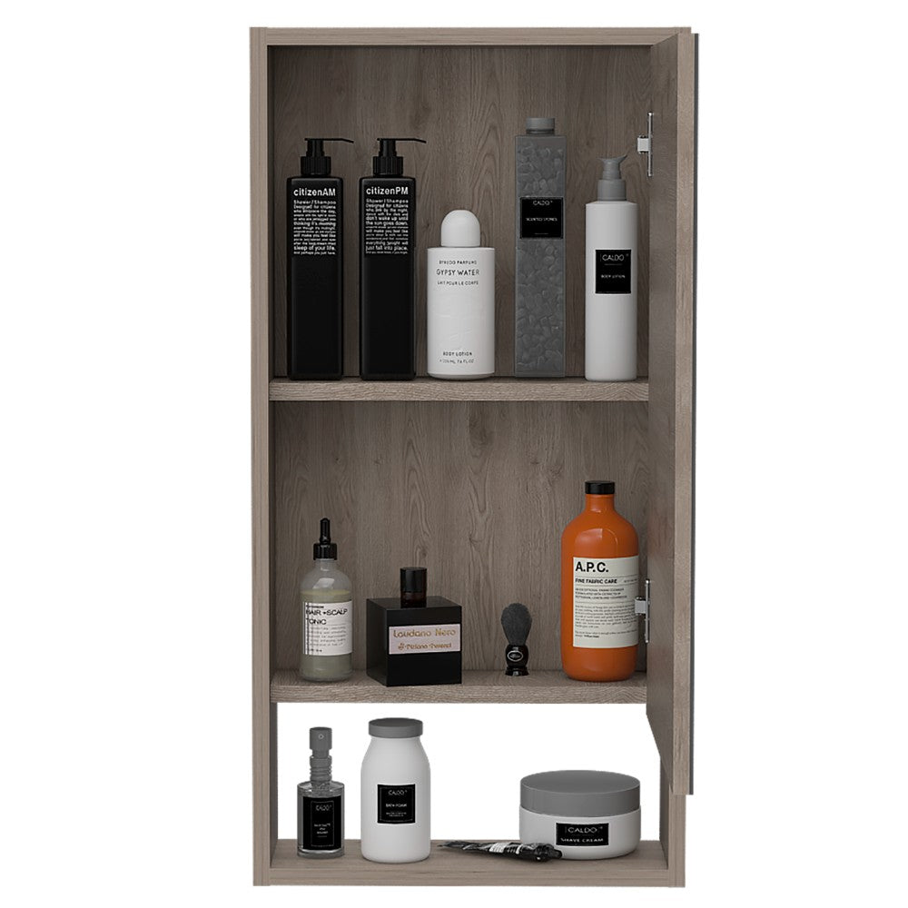 Medicine Cabinet Irvine, One External Shelf, Light Gray Finish-3