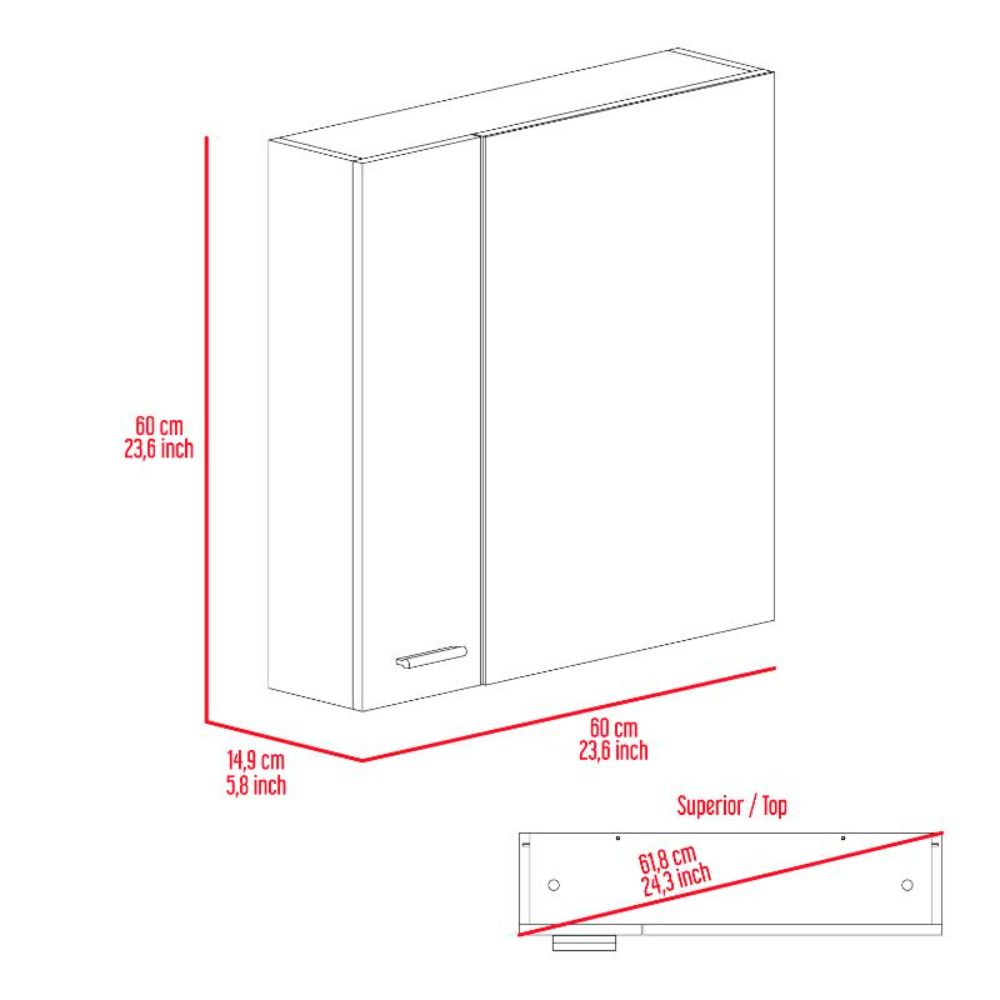 Medicine Cabinet Prague, Four Internal Shelves, Single Door, Light Gray Finish-4