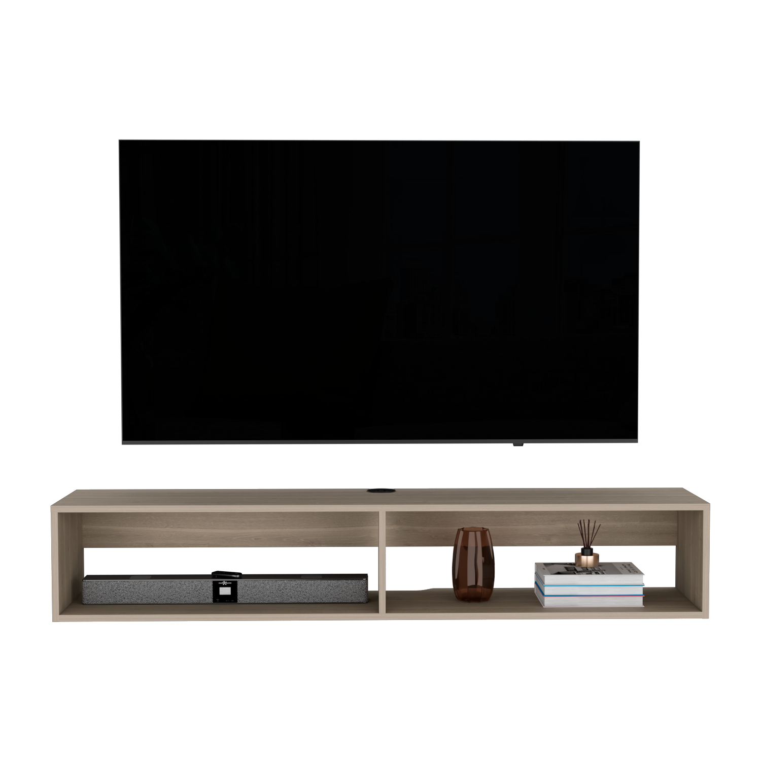 Floating Tv Stand Moore, Living Room, White Oak-1