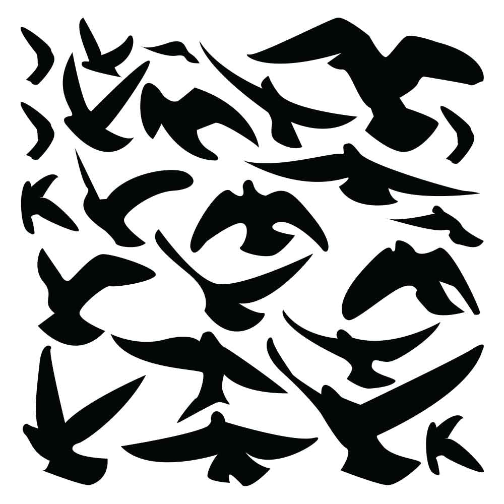 Black Soaring Birds Silhouette Wall Decals Printed