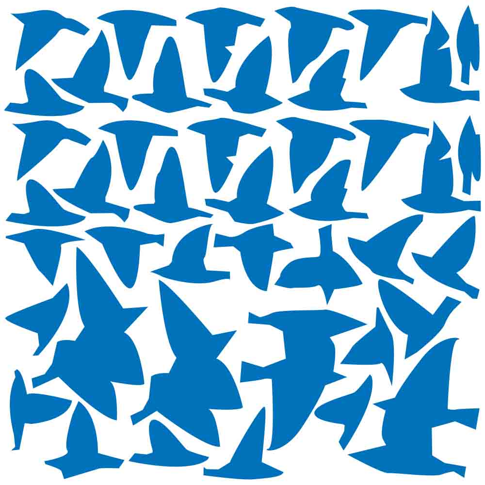 Flocking Birds Blue Silhouette Wall Decal Set