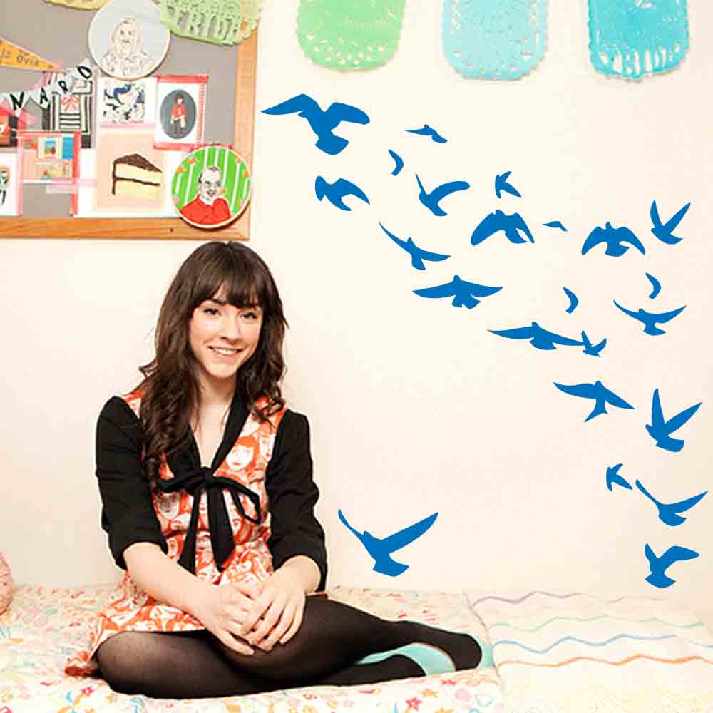 Blue Soaring Birds Silhouette Wall Decals Installed in Teen Girls Room