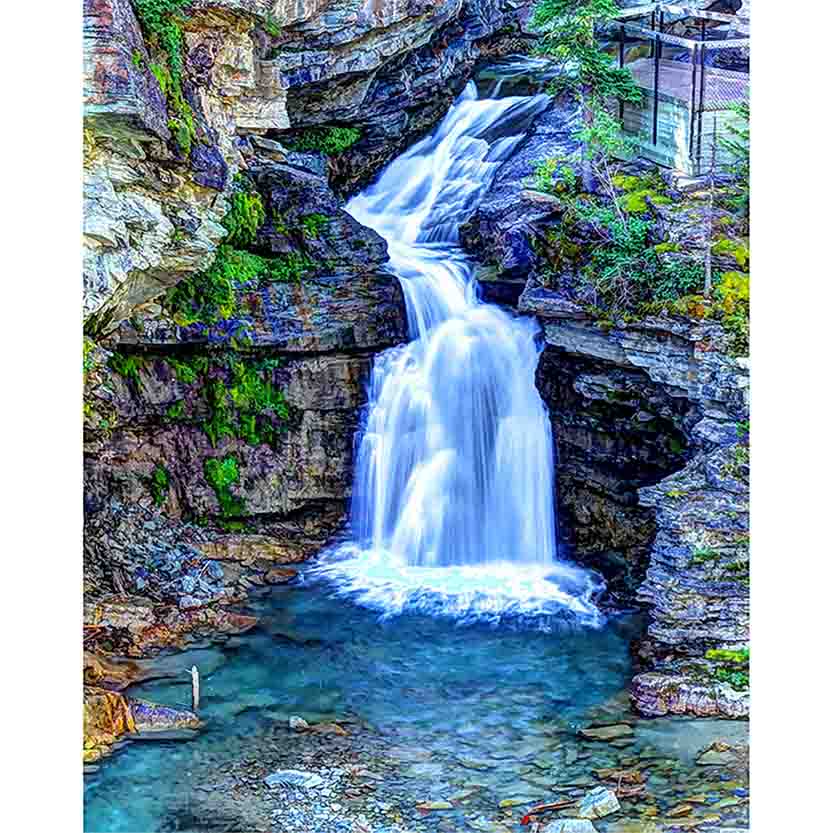Painterly Waterfall Gloss Poster Printed | Wallhogs