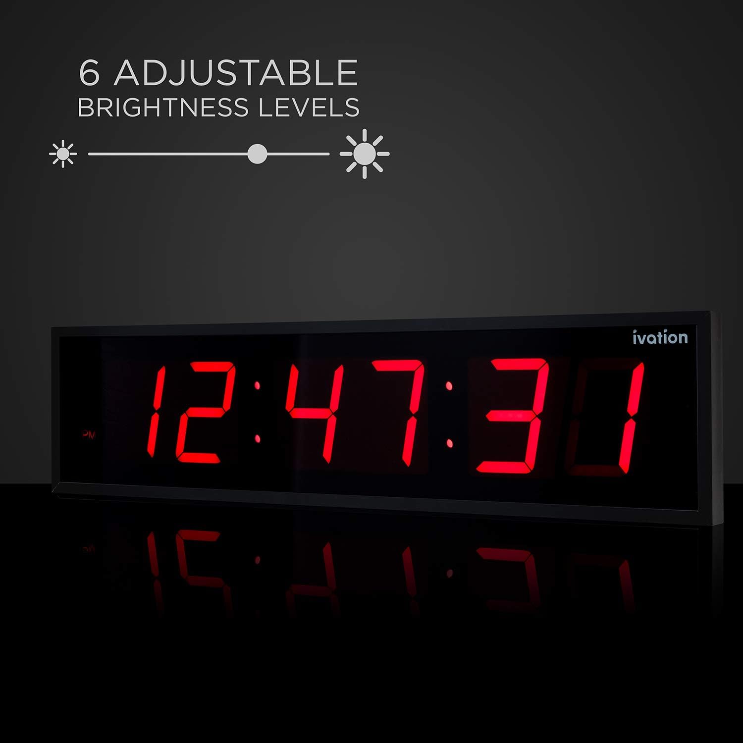 Ivation Large Digital LED Wall Clock | 8