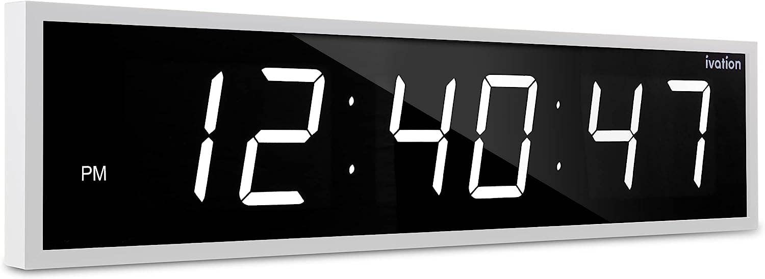 Ivation Large Digital LED Wall Clock | 8