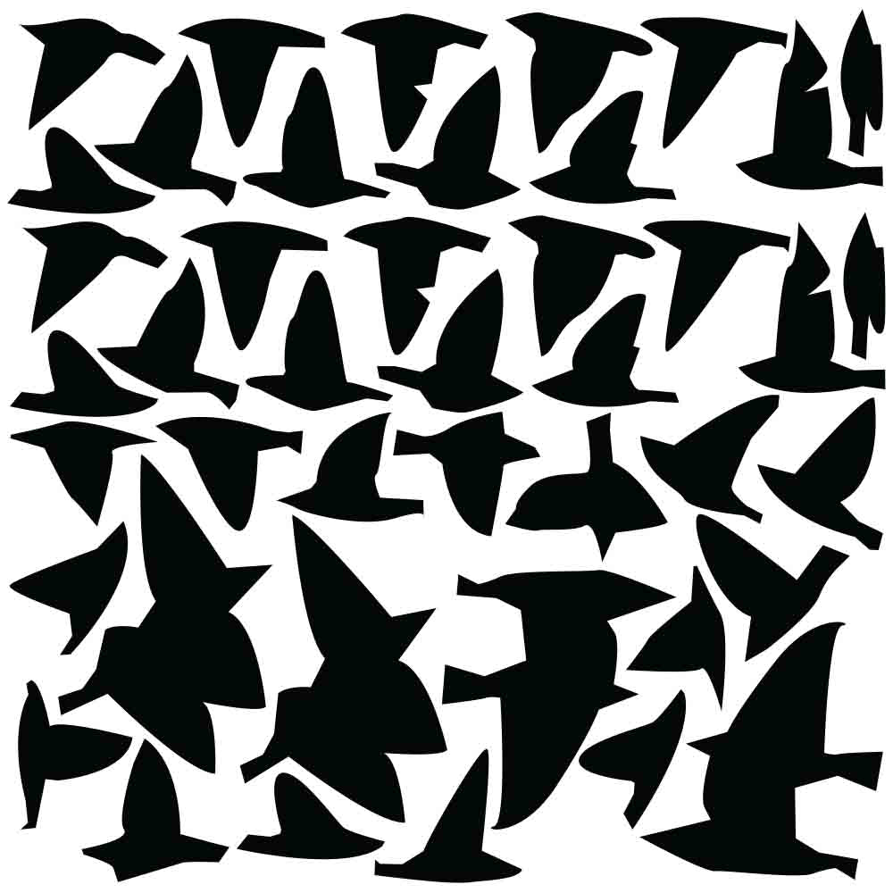 Flocking Birds Black Silhouette Wall Decal Set