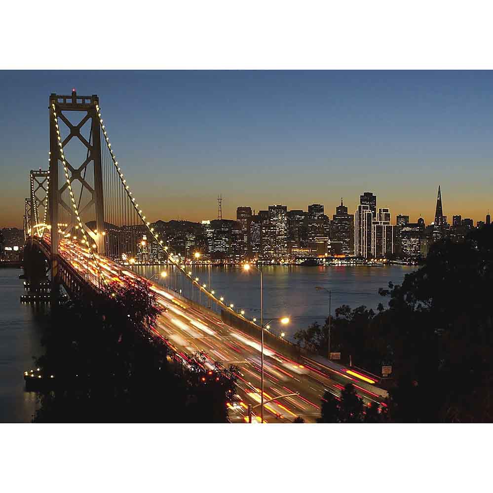 Golden Gate Bridge and Cityscape at Dusk Wall Decal Printed | Wallhogs